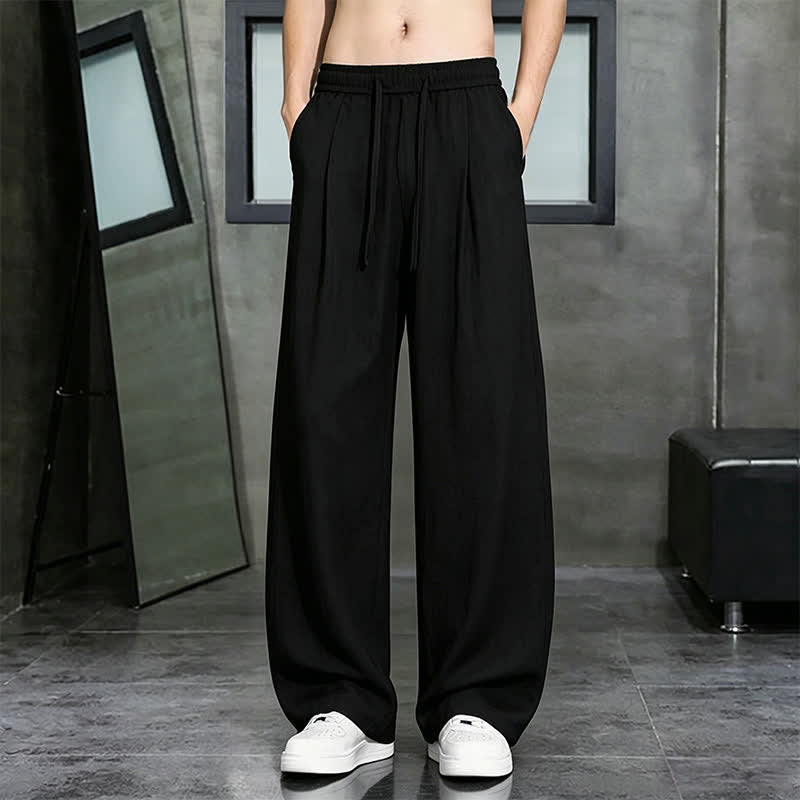 Nimara Ritual Spring Summer Casual Drawstring Solid Long Pants Men's Straight Leg Pants With Pocket