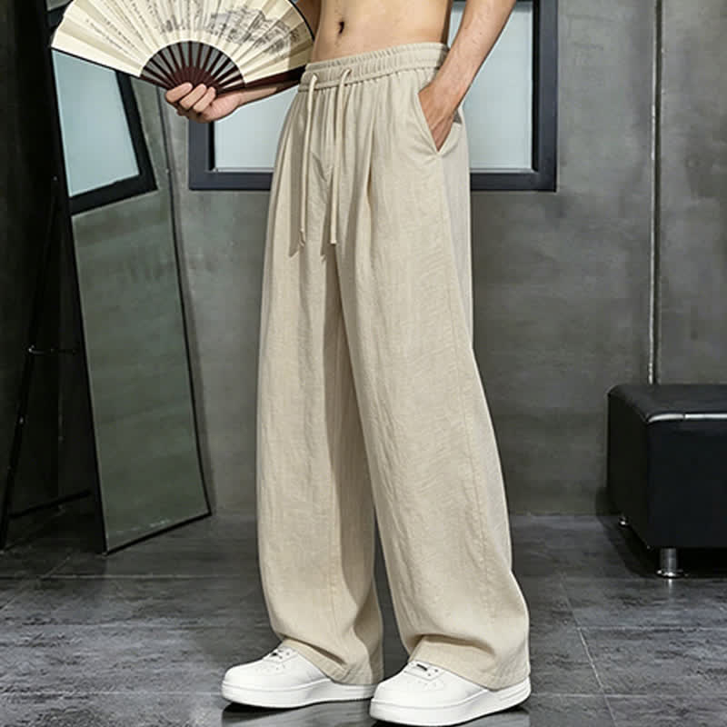 Nimara Ritual Spring Summer Casual Drawstring Solid Long Pants Men's Straight Leg Pants With Pocket