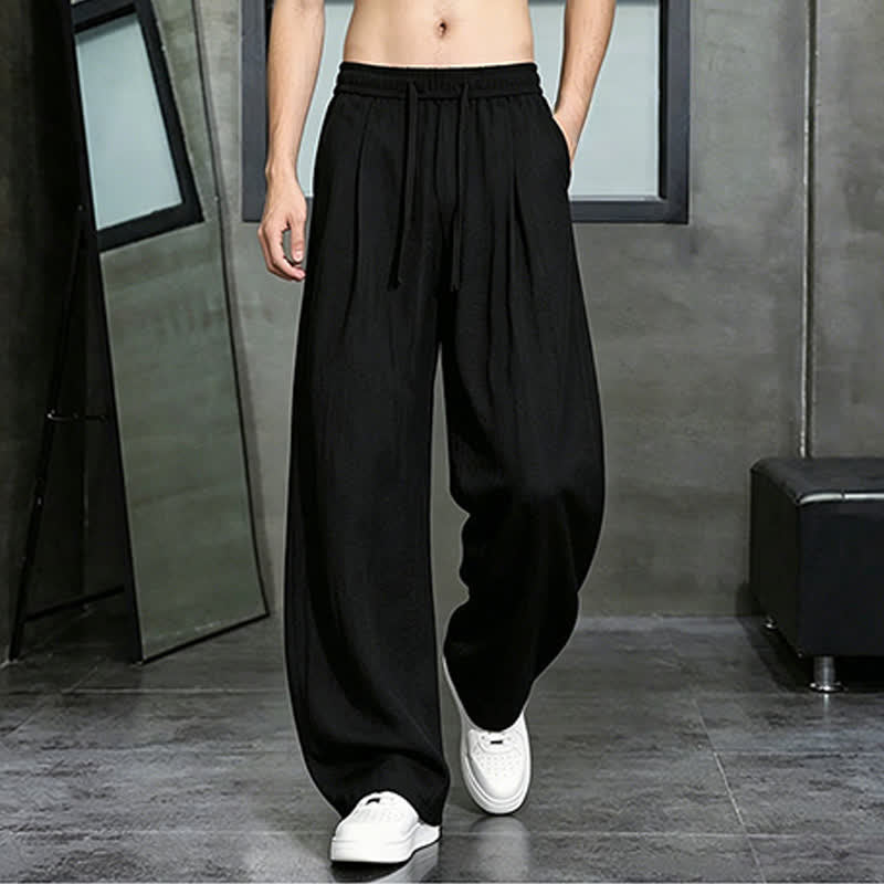 Nimara Ritual Spring Summer Casual Drawstring Solid Long Pants Men's Straight Leg Pants With Pocket