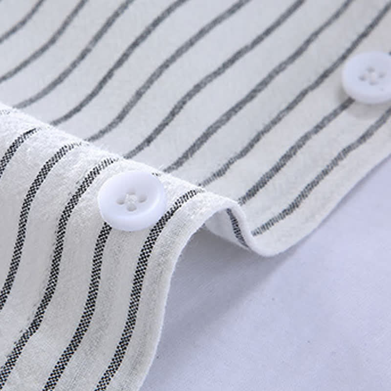 Nimara Ritual Spring Fall Casual Minimalist Button-Up Vertical Striped Men's Long Sleeve Shirts With Patch Pocket