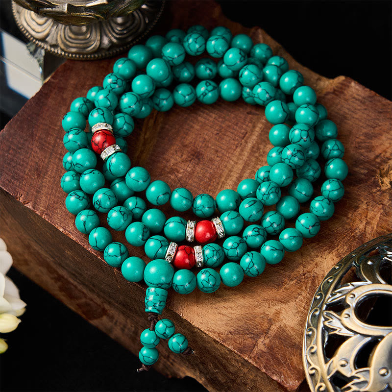 Nimara Ritual Turquoise Inspired 108 Beads Multi Wrap Protection Mala