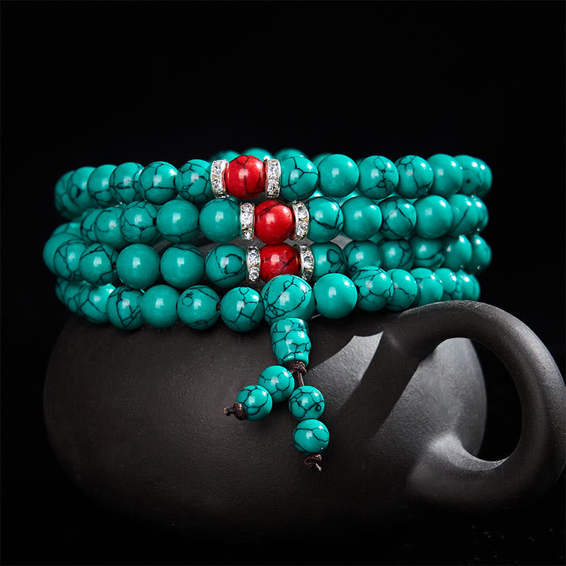 Nimara Ritual Turquoise Inspired 108 Beads Multi Wrap Protection Mala