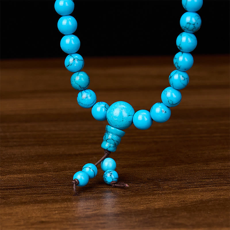 Nimara Ritual Turquoise Tibetan Round 108 Bead Protection Mala