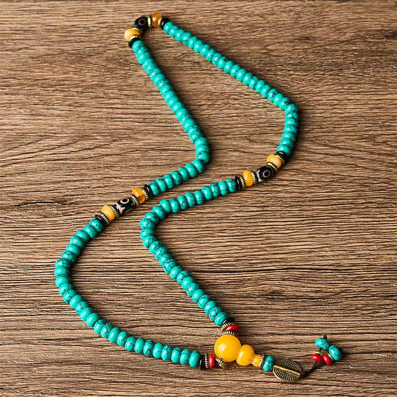 Nimara Ritual Turquoise Abacus Beads Dzi Bead Communication and Prosperity Mala