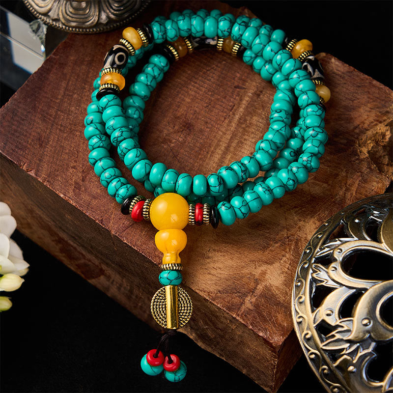 Nimara Ritual Turquoise Abacus Beads Dzi Bead Communication and Prosperity Mala
