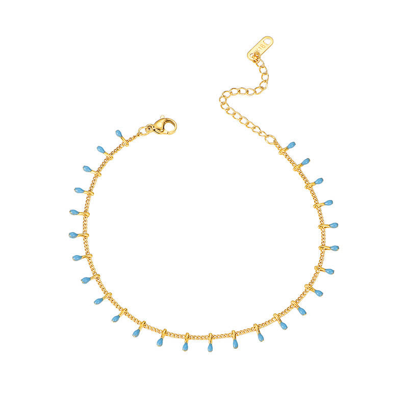 Nimara Ritual Titanium Steel Blue Colorful Teardrop Balance Anklet