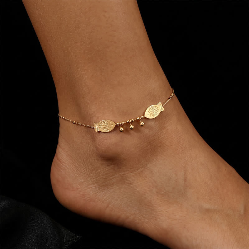 Nimara Ritual Titanium Steel Double Koi Fish Calm Anklet