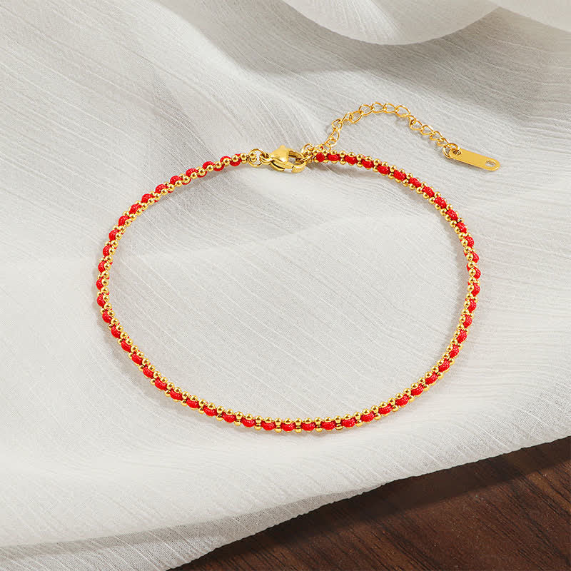 Nimara Ritual Titanium Steel Red String Strengthen Braided Anklet