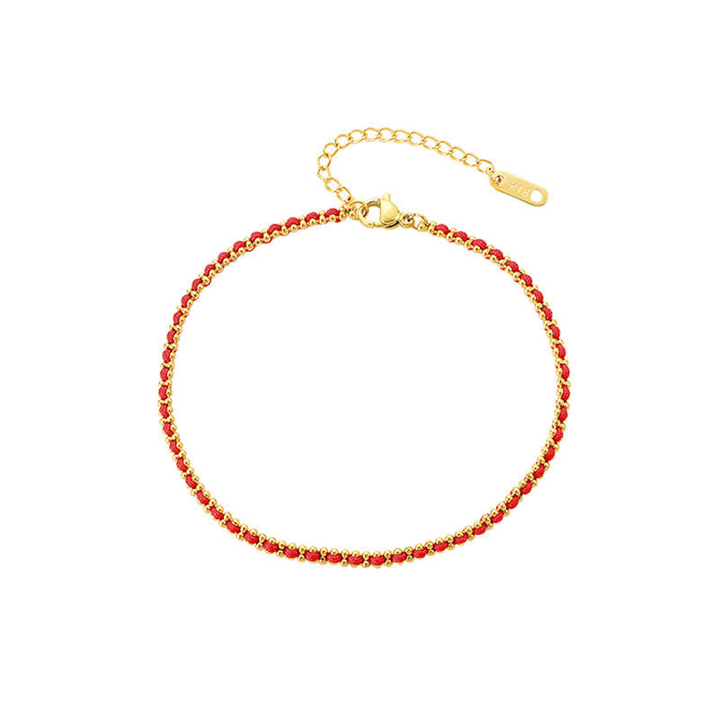 Nimara Ritual Titanium Steel Red String Strengthen Braided Anklet