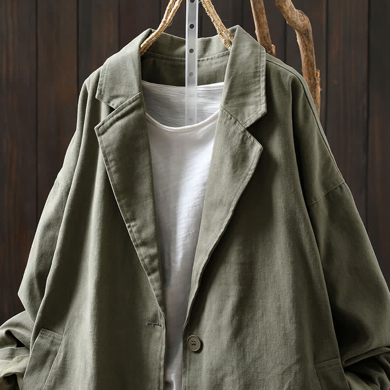 Nimara Ritual Spring Fall Buttons Lapel Collar Long Sleeve Mid-length Women's Jacket With Pockets