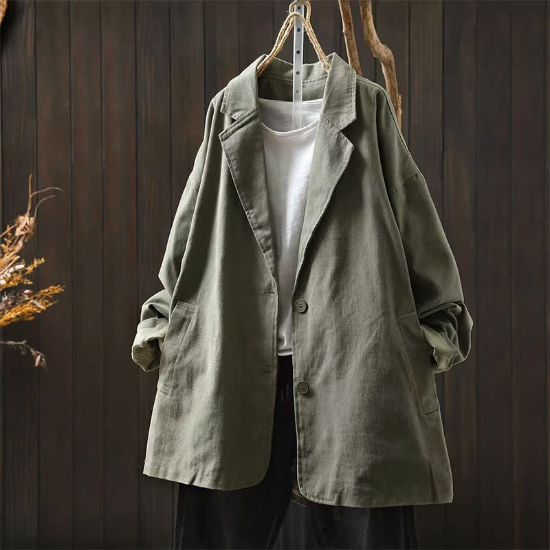 Nimara Ritual Spring Fall Buttons Lapel Collar Long Sleeve Mid-length Women's Jacket With Pockets