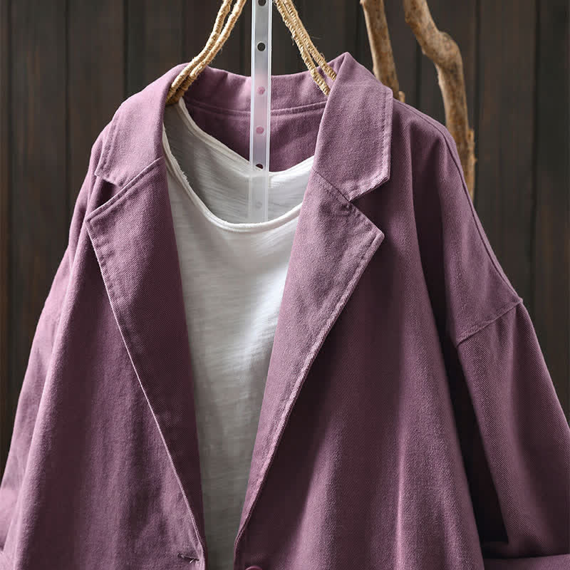 Nimara Ritual Spring Fall Buttons Lapel Collar Long Sleeve Mid-length Women's Jacket With Pockets