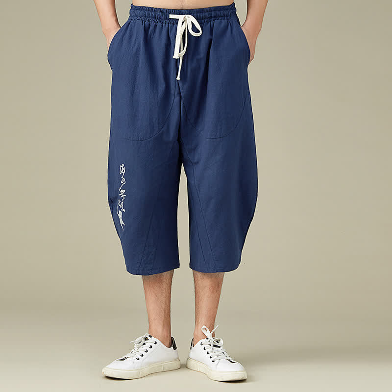 Nimara Ritual Casual Solid Color Leisure Cotton Men's Tapered Pants With Pockets