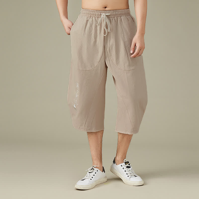 Nimara Ritual Casual Solid Color Leisure Cotton Men's Tapered Pants With Pockets