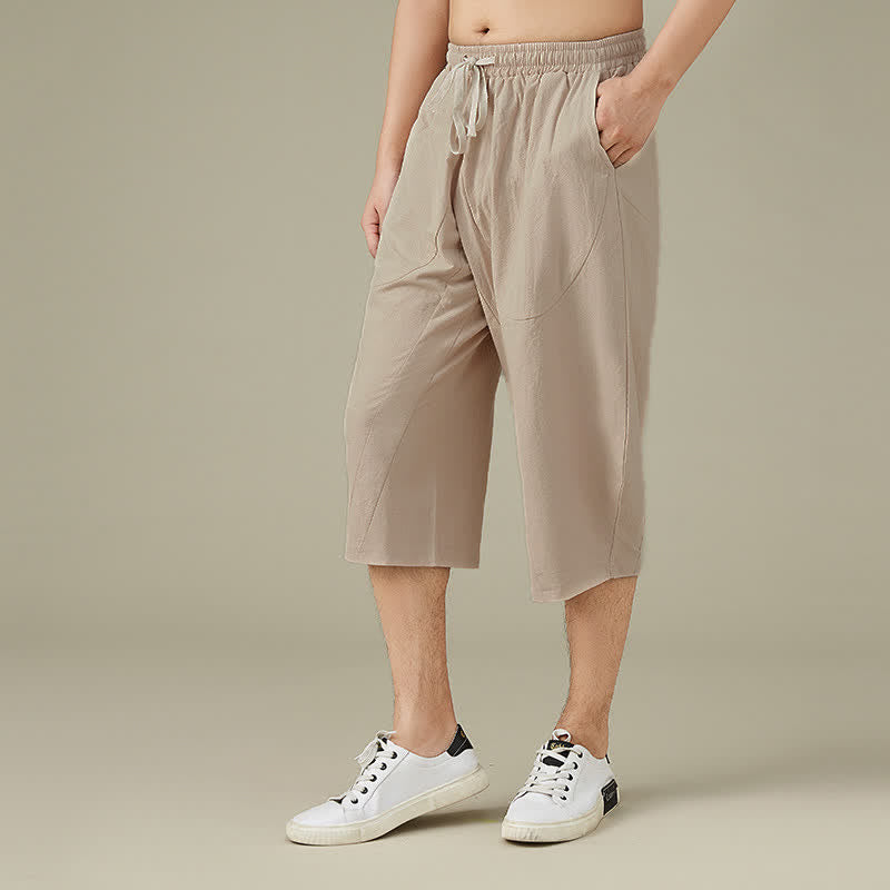 Nimara Ritual Casual Solid Color Leisure Cotton Men's Tapered Pants With Pockets