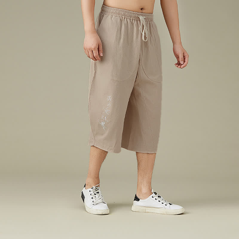 Nimara Ritual Casual Solid Color Leisure Cotton Men's Tapered Pants With Pockets