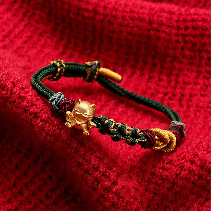 Nimara Ritual Hand-Woven Red String Lucky Cat Protection Bracelet