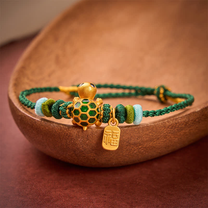 Nimara Ritual Hand-Woven Red String Turtle Fu Character Endurance Bracelet