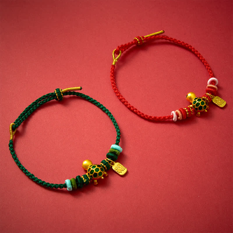 Nimara Ritual Hand-Woven Red String Turtle Fu Character Endurance Bracelet