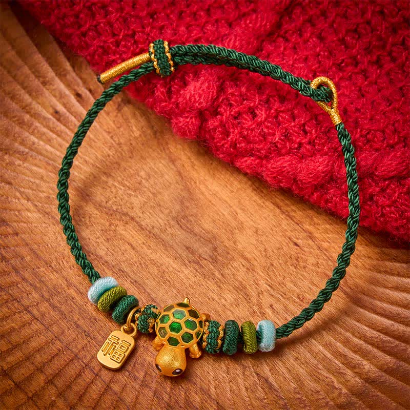 Nimara Ritual Hand-Woven Red String Turtle Fu Character Endurance Bracelet