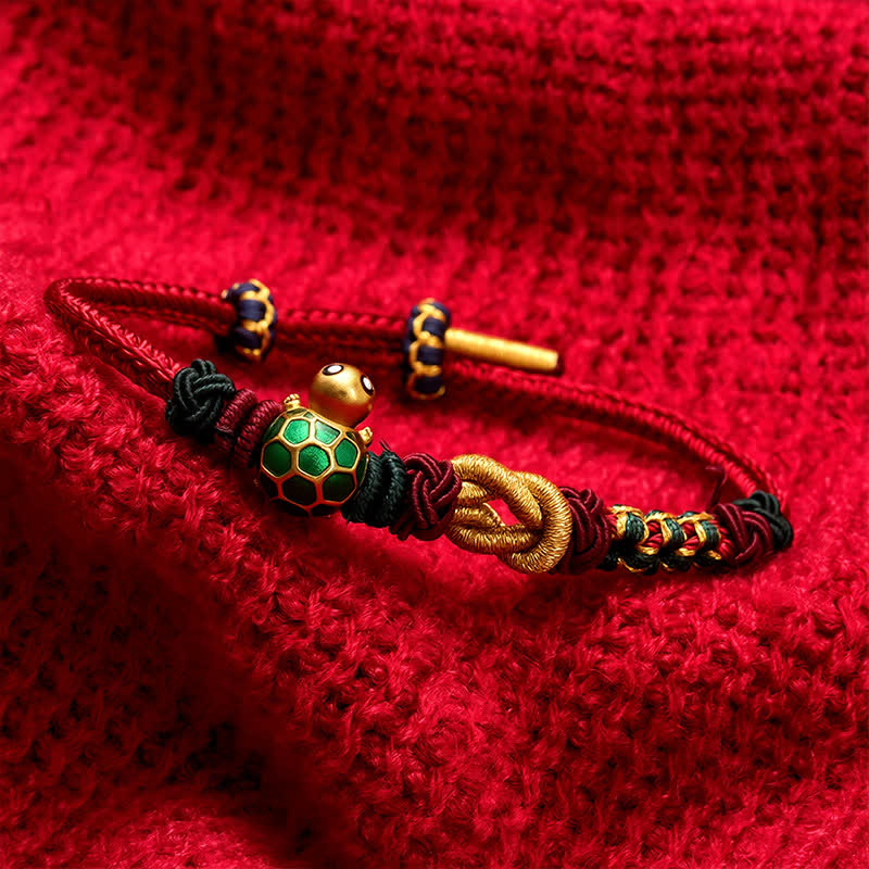 Nimara Ritual Hand-Woven Copper Turtle Red String Protection Bracelet