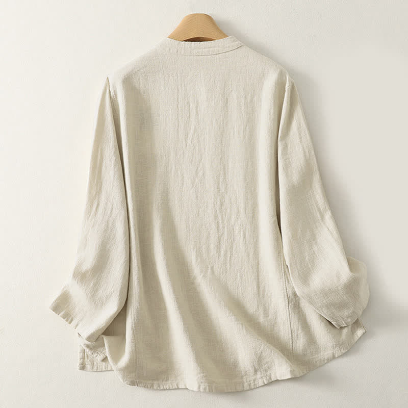 Nimara Ritual Casual Plain Frog-buttons Women's Long Sleeve Shirt