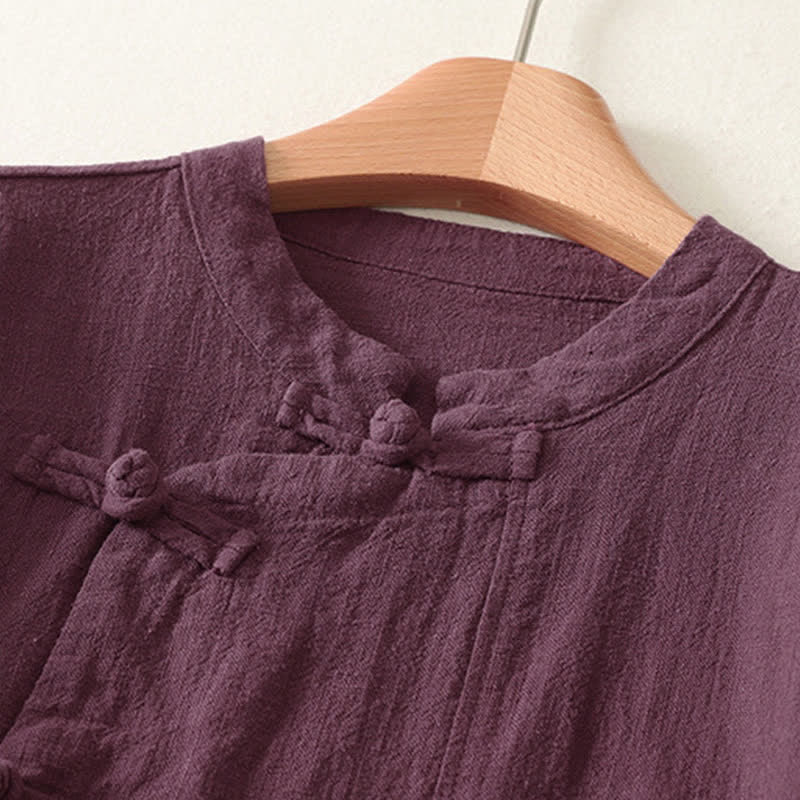 Nimara Ritual Casual Plain Frog-buttons Women's Long Sleeve Shirt