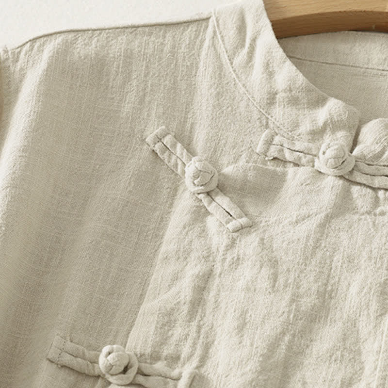 Nimara Ritual Casual Plain Frog-buttons Women's Long Sleeve Shirt