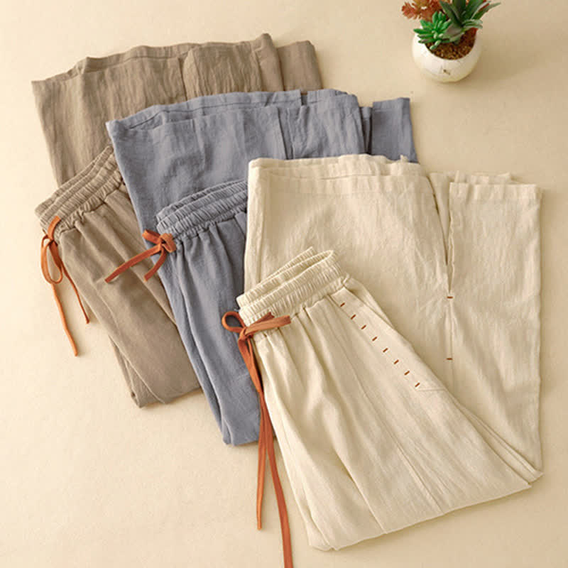 Nimara Ritual Casual Simple Design Drawstring Split Women's Wide Leg Pants With Pockets