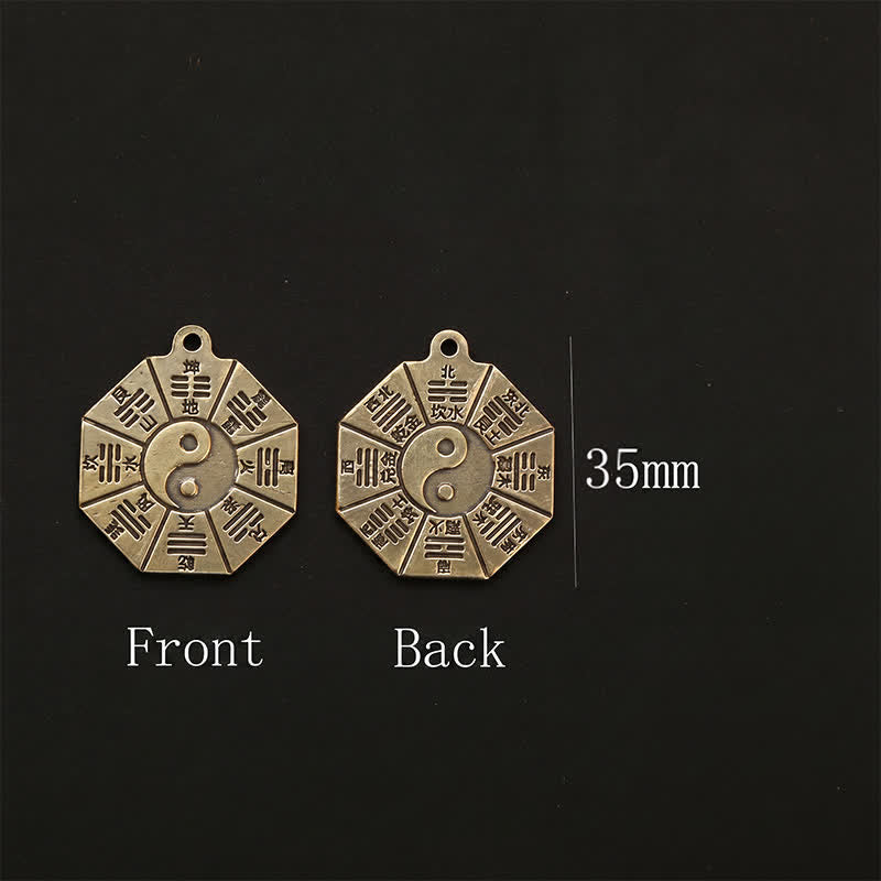 Nimara Ritual Vintage Brass Bagua Pi Xiu Five Emperor Coins Pendant Protection Yin Yang Keychains