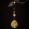 Nimara Ritual Vintage Peacock Fu Character Copper Charm Keychains
