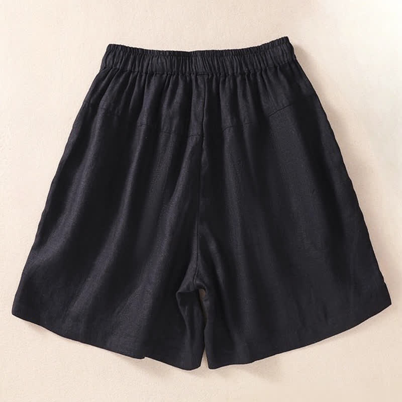 Nimara Ritual Casual Floral Embroidery Pattern Drawstring Women's Shorts With Pockets