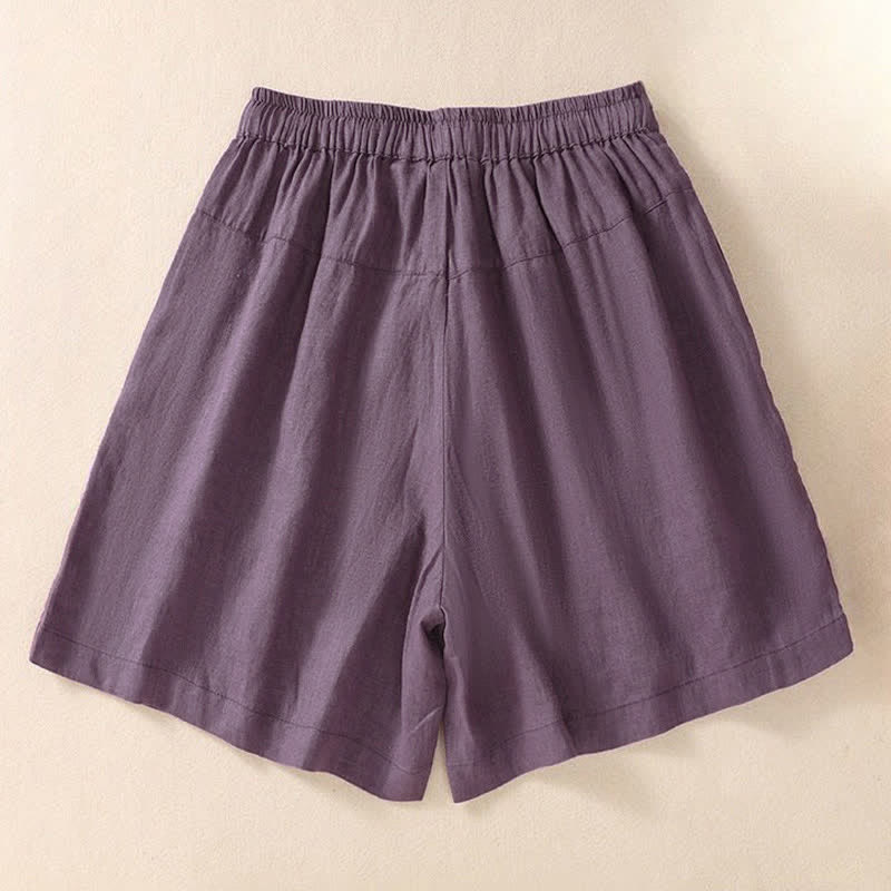 Nimara Ritual Casual Floral Embroidery Pattern Drawstring Women's Shorts With Pockets
