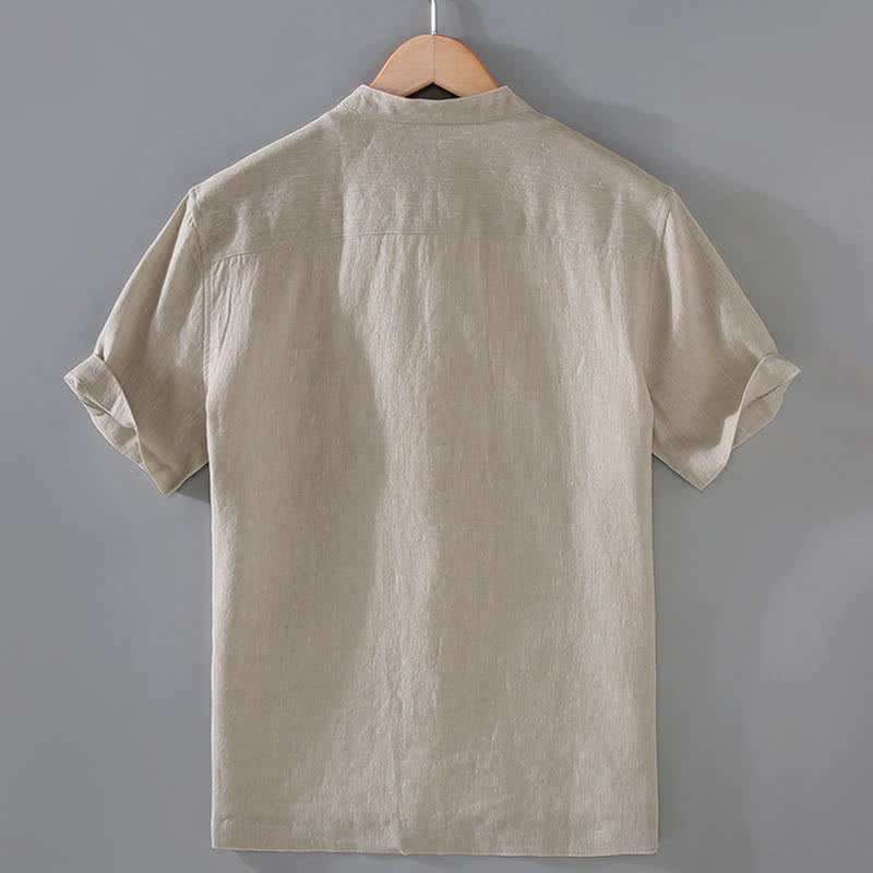 Nimara Ritual Vintage Plain Tang Suit Chinese Frog-Button Men's Shirt With Pockets