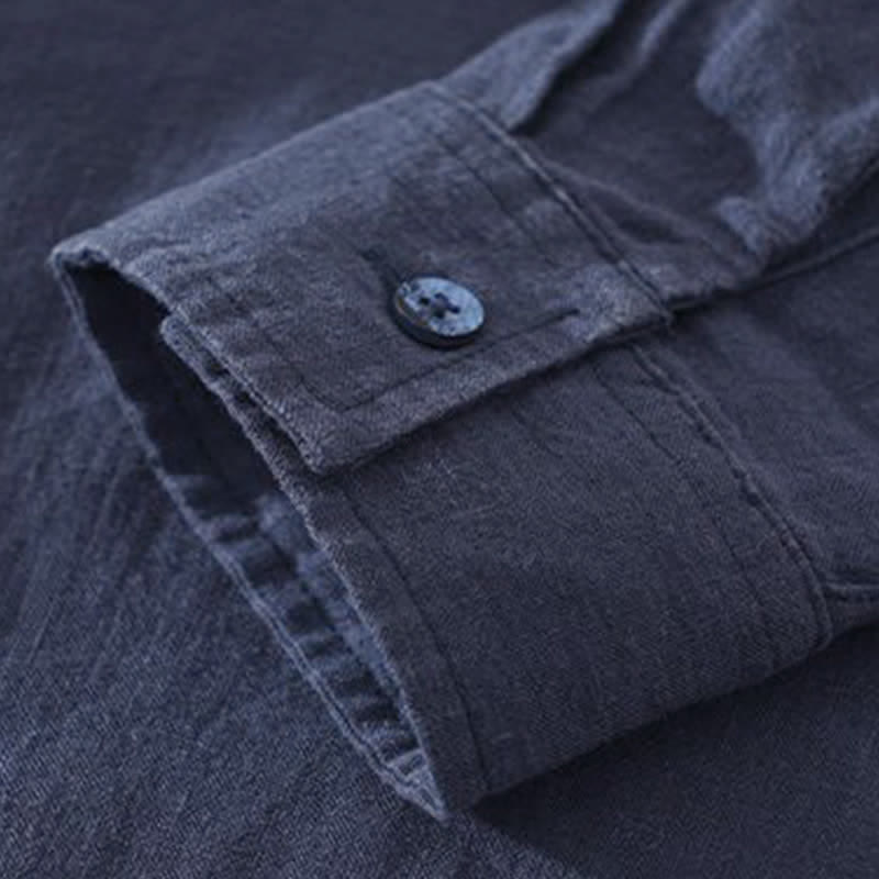 Nimara Ritual Summer Casual Minimalist Solid Men's Long Sleeve Shirts With Patch Pocket