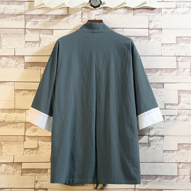 Nimara Ritual Spring Summer Casual Vintage Embroidery Crane Men's Elbow-Length Sleeve Kimono