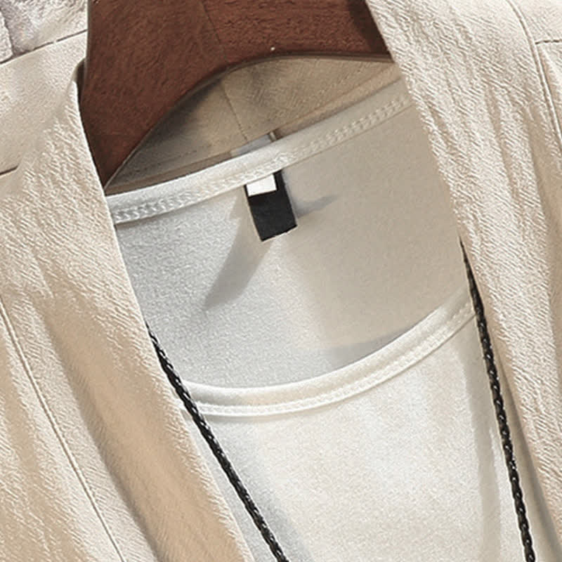 Nimara Ritual Spring Summer Casual Vintage Embroidery Crane Men's Elbow-Length Sleeve Kimono