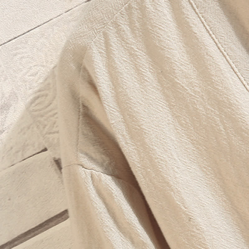 Nimara Ritual Spring Summer Casual Vintage Embroidery Crane Men's Elbow-Length Sleeve Kimono