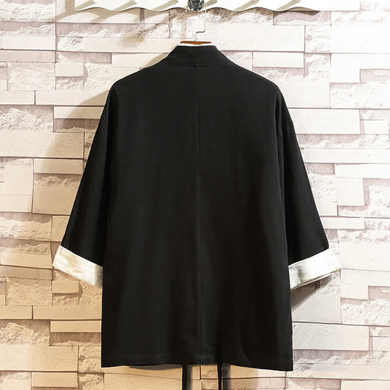 Nimara Ritual Spring Summer Casual Minimalist Solid Three-Quarter Sleeve Men's Kimono With Pockets