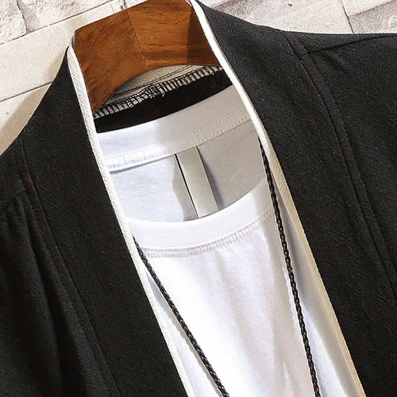 Nimara Ritual Spring Summer Casual Minimalist Solid Three-Quarter Sleeve Men's Kimono With Pockets