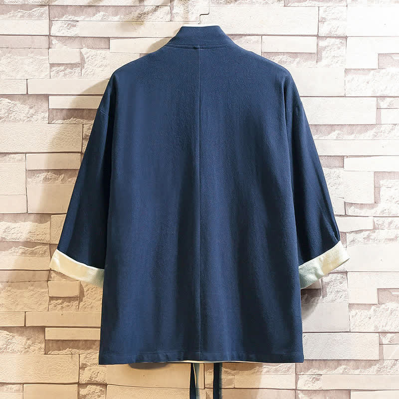 Nimara Ritual Spring Summer Casual Minimalist Solid Three-Quarter Sleeve Men's Kimono With Pockets