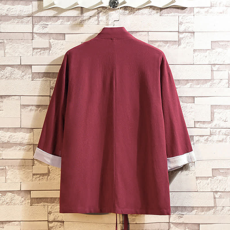 Nimara Ritual Spring Summer Casual Minimalist Solid Three-Quarter Sleeve Men's Kimono With Pockets