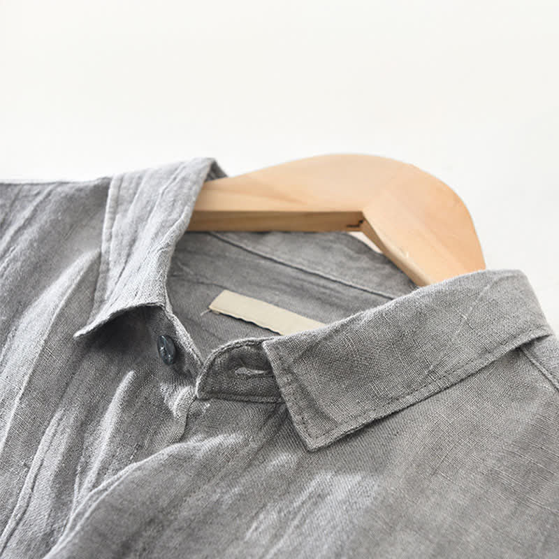 Nimara Ritual Spring Casual Button-Up Solid Linen Men's Long Sleeve Shirts