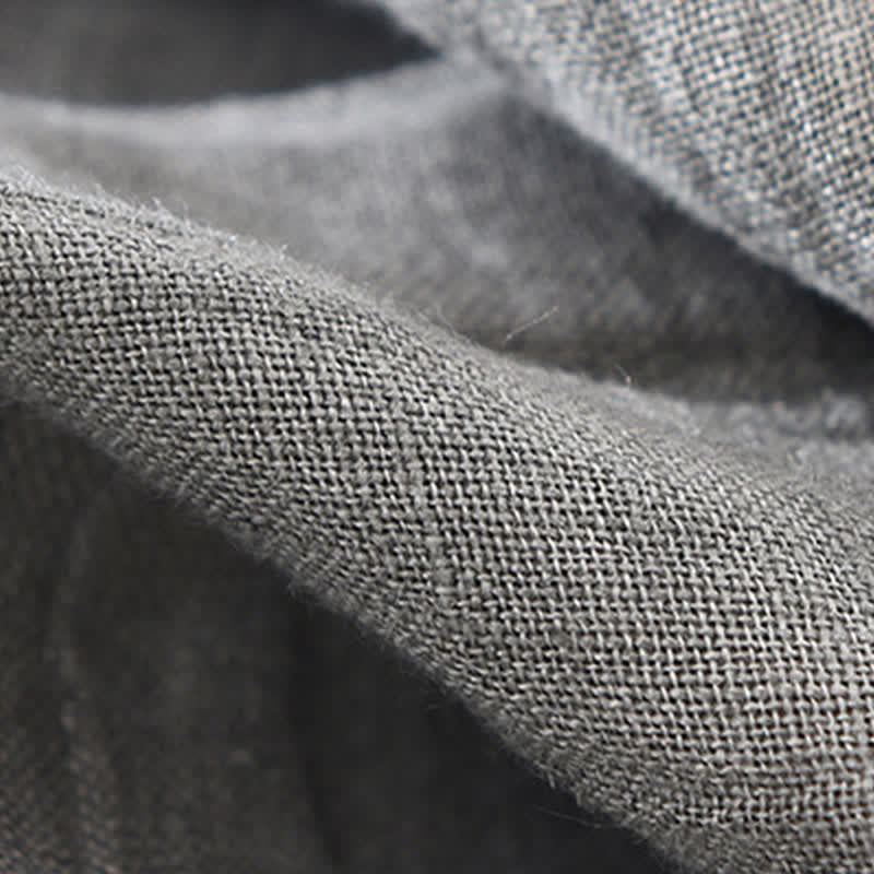 Nimara Ritual Spring Casual Button-Up Solid Linen Men's Long Sleeve Shirts