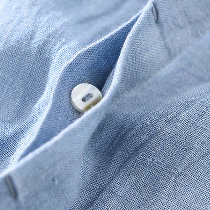 Nimara Ritual Spring Casual Button-Up Solid Linen Men's Long Sleeve Shirts