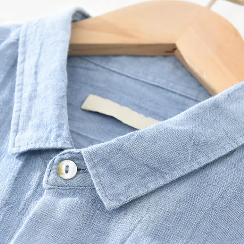 Nimara Ritual Spring Casual Button-Up Solid Linen Men's Long Sleeve Shirts