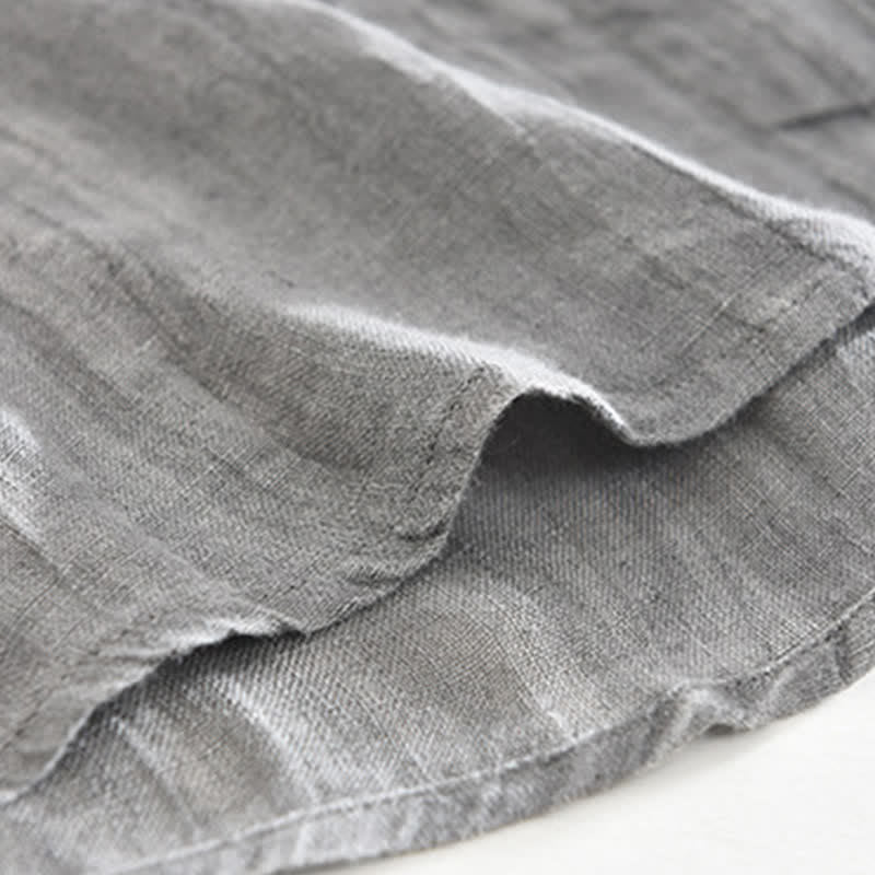Nimara Ritual Spring Casual Button-Up Solid Linen Men's Long Sleeve Shirts