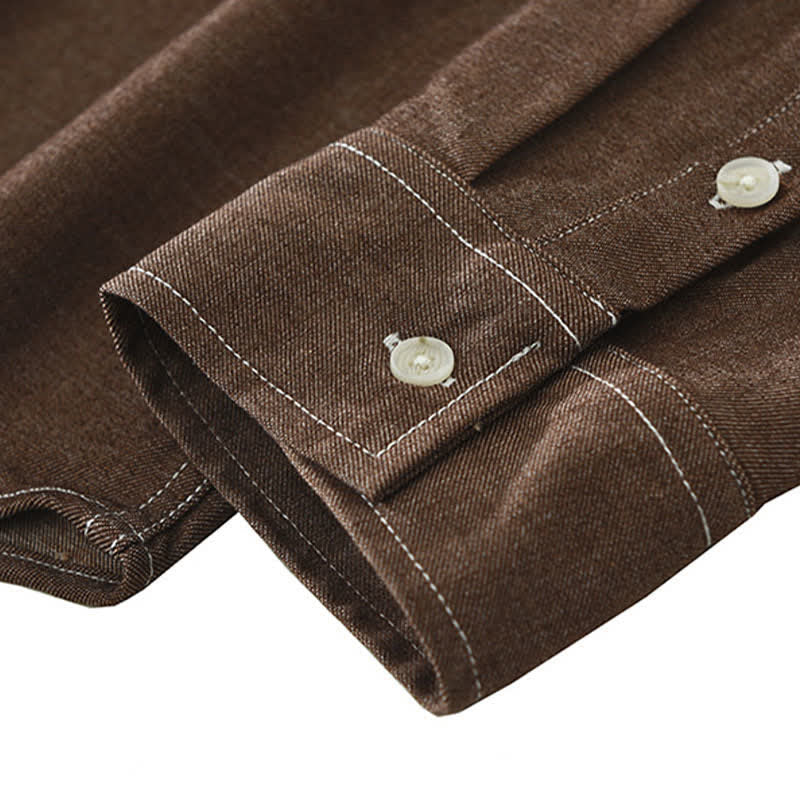 Nimara Ritual Fall Casual Solid Men's Long Sleeve Shirts With Patch Pocket