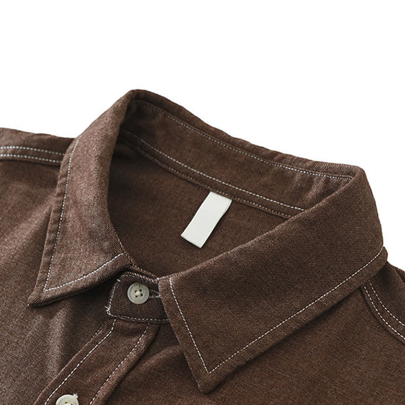 Nimara Ritual Fall Casual Solid Men's Long Sleeve Shirts With Patch Pocket