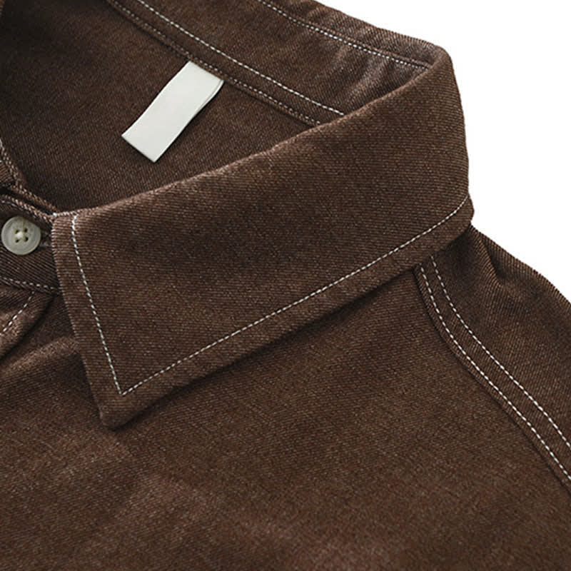 Nimara Ritual Fall Casual Solid Men's Long Sleeve Shirts With Patch Pocket